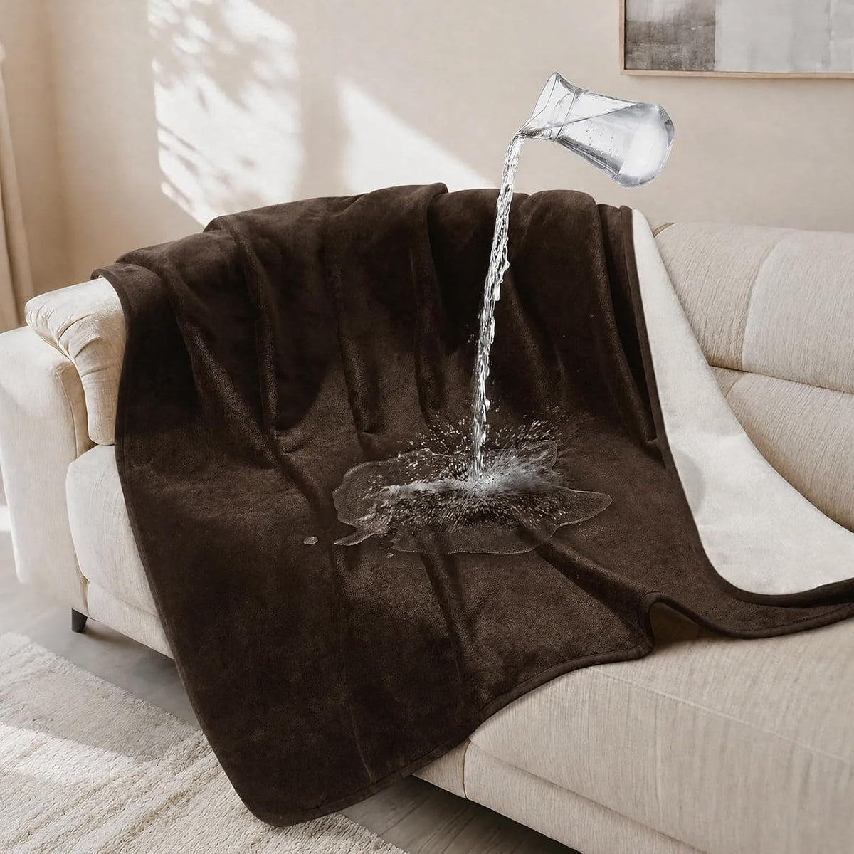 Waterproof Blanket for Bed, Soft Flannel Twin Bed Blanket 60" x 80"