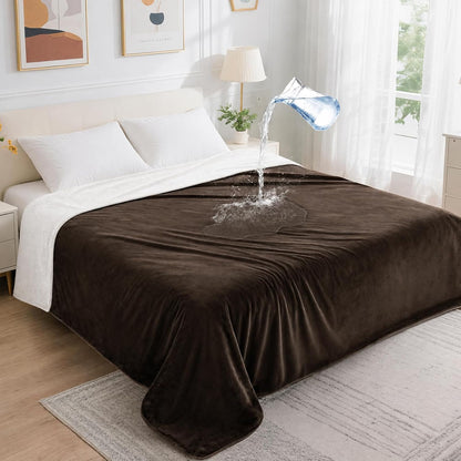 Waterproof Blanket for Bed, Soft Flannel Twin Bed Blanket 60" x 80"