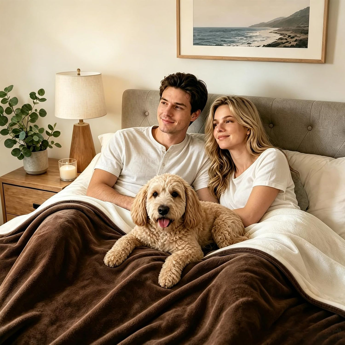 Waterproof Blanket for Bed, Soft Flannel Twin Bed Blanket 60" x 80"