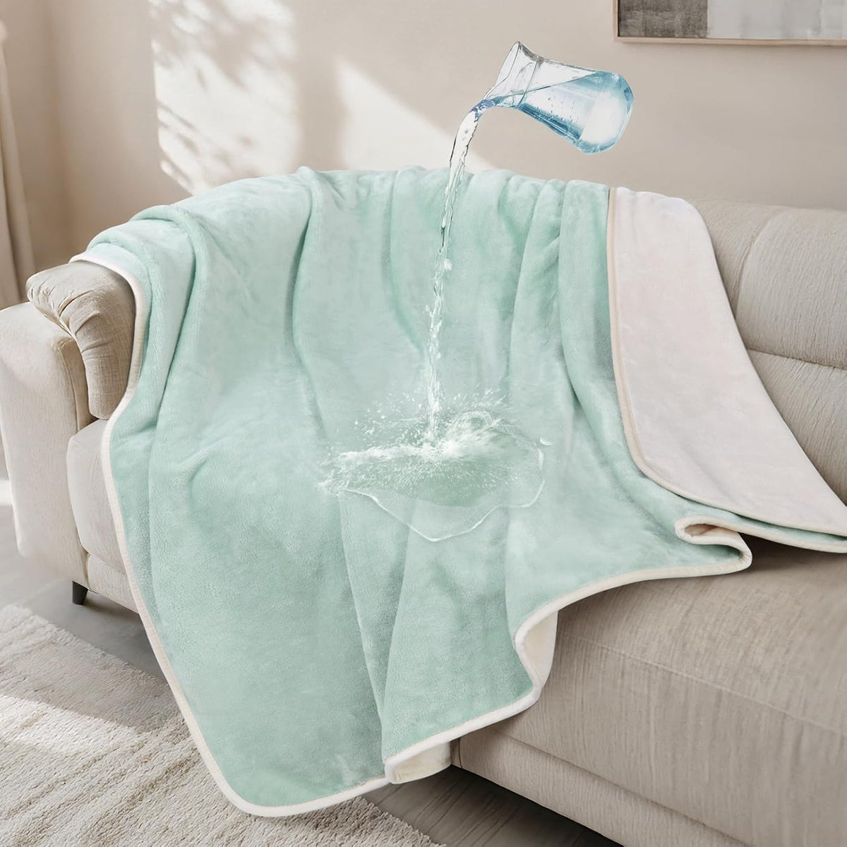 Waterproof Blanket for Bed, Soft Flannel Twin Bed Blanket 60" x 80"