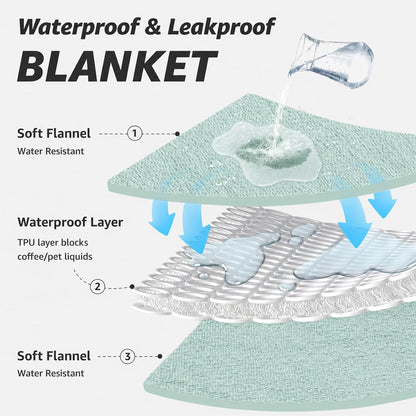 Waterproof Blanket for Bed, Soft Flannel Twin Bed Blanket 60" x 80"