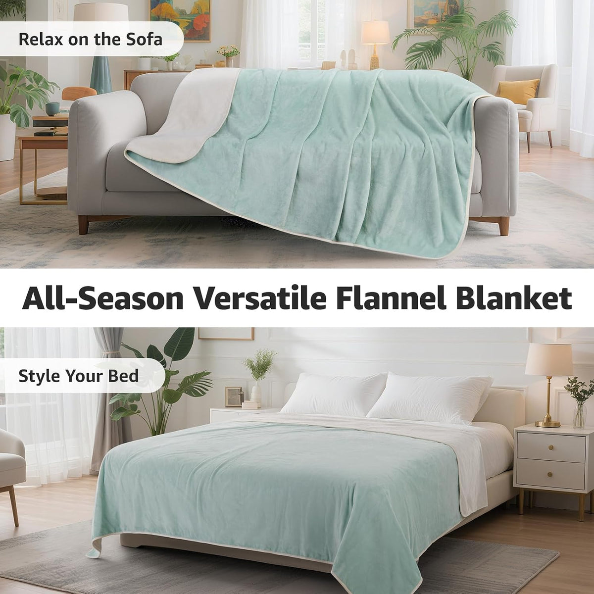 Waterproof Blanket for Bed, Soft Flannel Twin Bed Blanket 60" x 80"