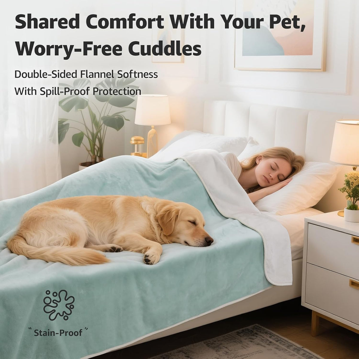 Waterproof Blanket for Bed, Soft Flannel Twin Bed Blanket 60" x 80"