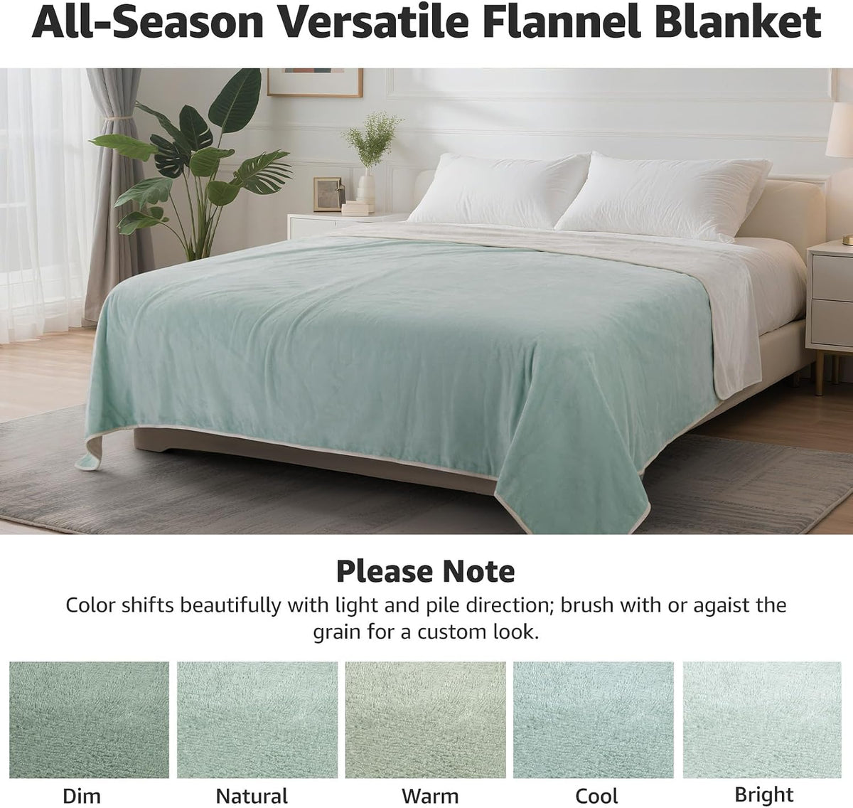 Waterproof Blanket for Bed, Soft Flannel Twin Bed Blanket 60" x 80"