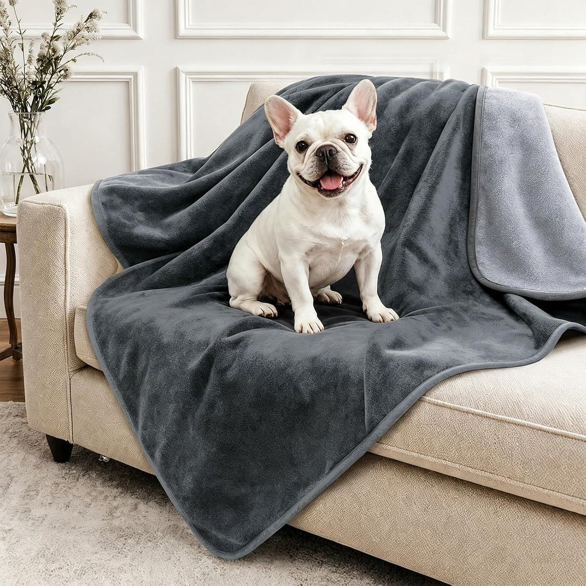 Waterproof Blanket for Bed, Soft Flannel Twin Bed Blanket 60" x 80"