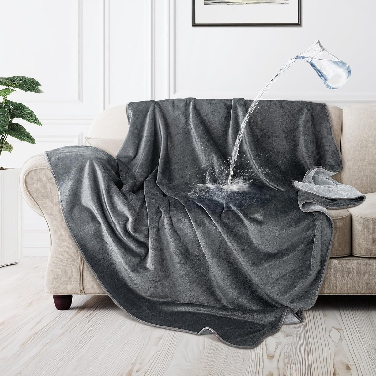 Waterproof Blanket for Bed, Soft Flannel Twin Bed Blanket 60" x 80"