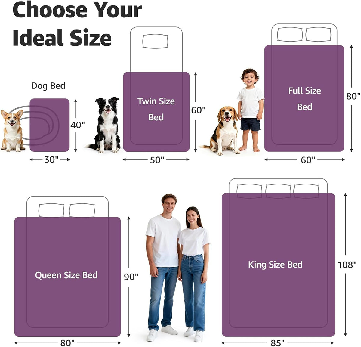 Waterproof Blanket for Bed, Soft Flannel Twin Bed Blanket 60" x 80"