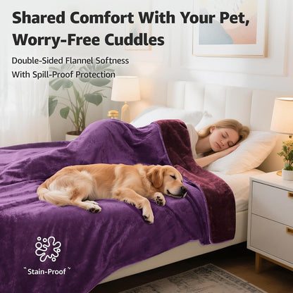 Waterproof Blanket for Bed, Soft Flannel Twin Bed Blanket 60" x 80"