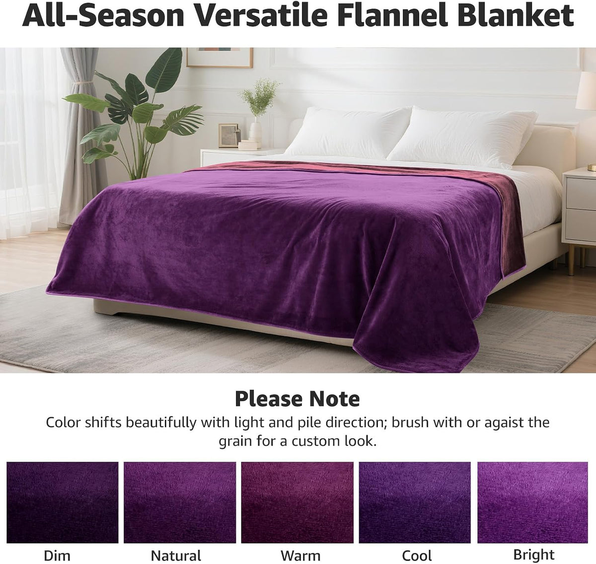 Waterproof Blanket for Bed, Soft Flannel Twin Bed Blanket 60" x 80"