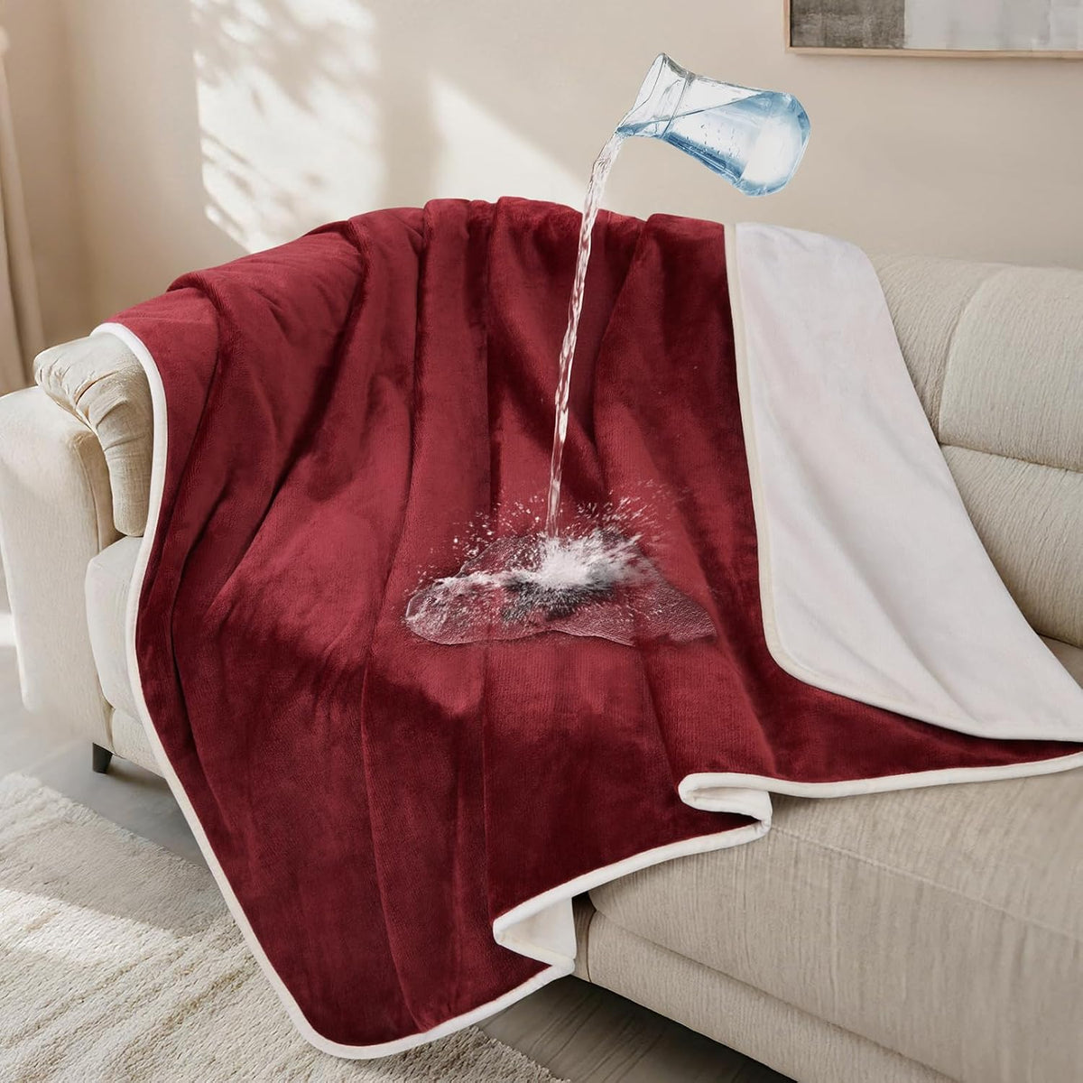 Waterproof Blanket for Bed, Soft Flannel Twin Bed Blanket 60" x 80"