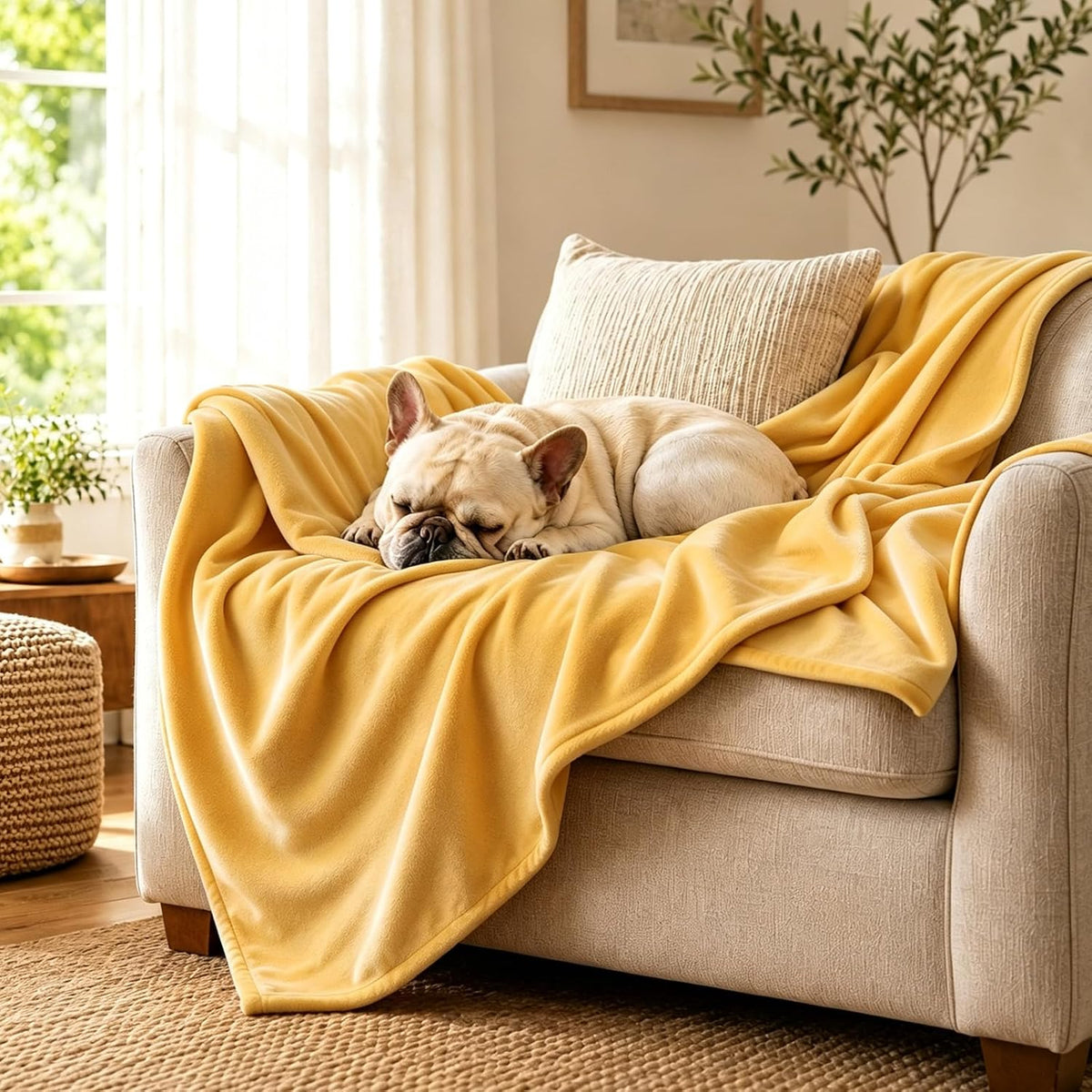 Waterproof Blanket for Bed, Soft Flannel Twin Bed Blanket 60" x 80"