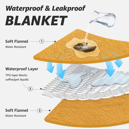Waterproof Blanket for Bed, Soft Flannel Twin Bed Blanket 60" x 80"