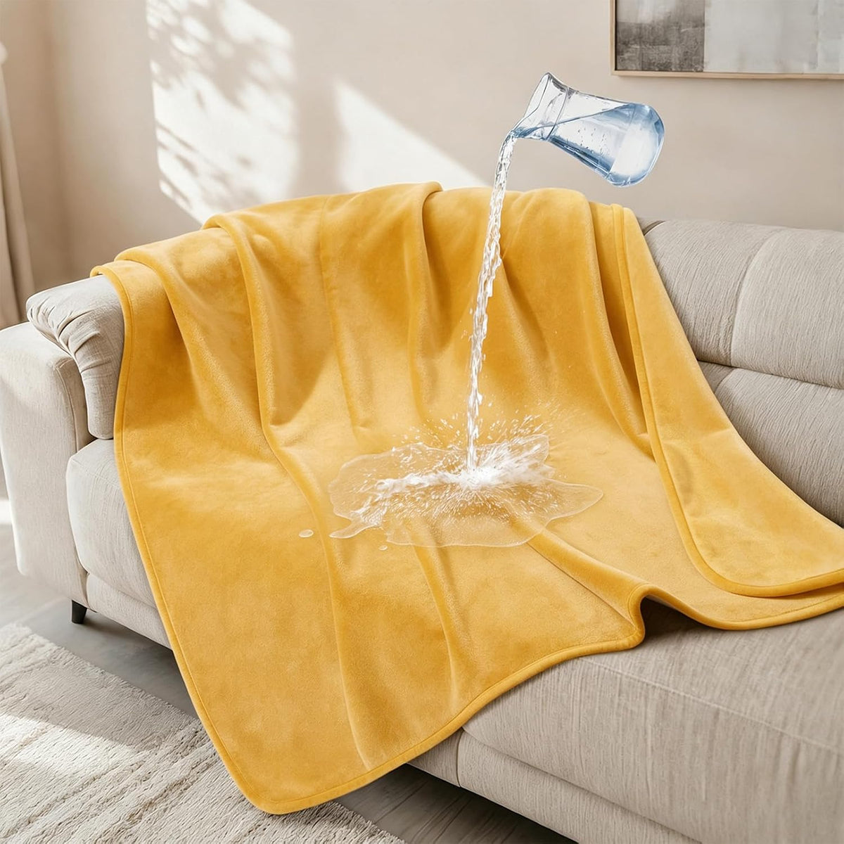Waterproof Blanket for Bed, Soft Flannel Twin Bed Blanket 60" x 80"