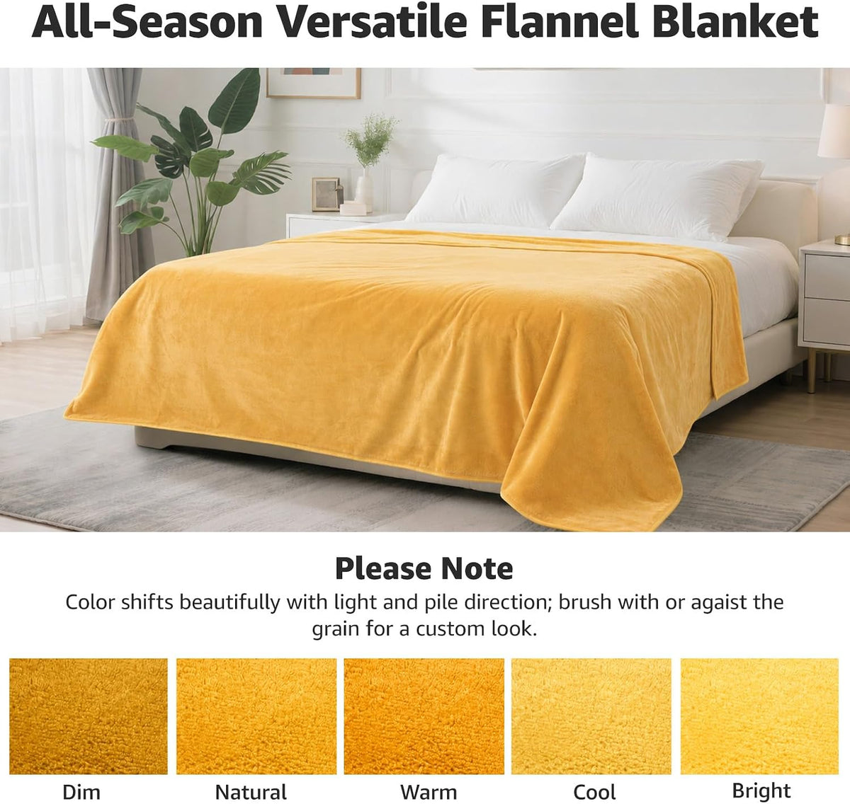 Waterproof Blanket for Bed, Soft Flannel Twin Bed Blanket 60" x 80"