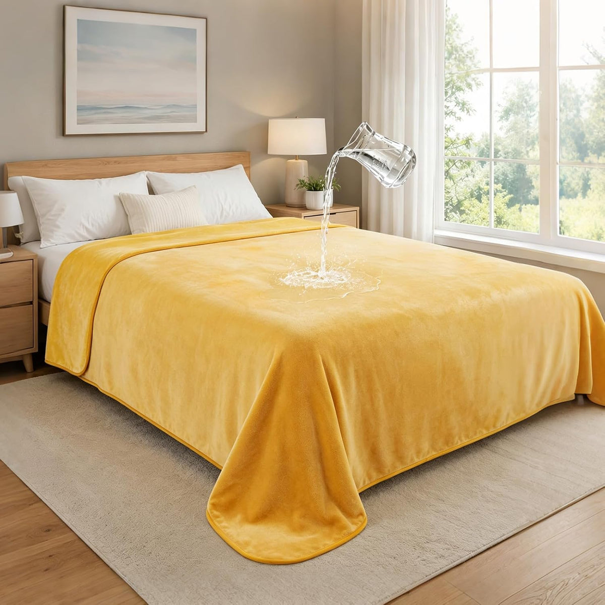 Waterproof Blanket for Bed, Soft Flannel Twin Bed Blanket 60" x 80"