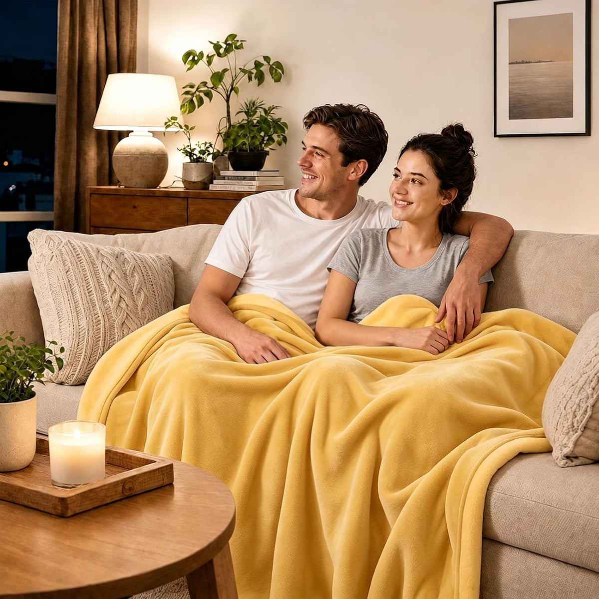 Waterproof Blanket for Bed, Soft Flannel Twin Bed Blanket 60" x 80"