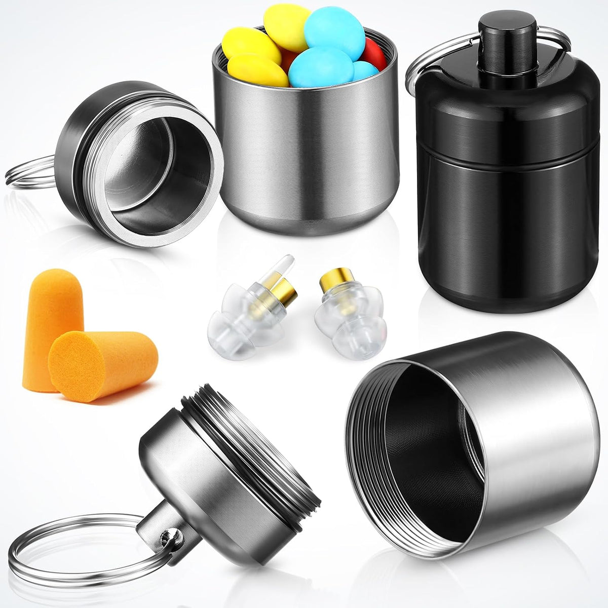 4 Pack Ear Plug Carrying Case, Black, Gray