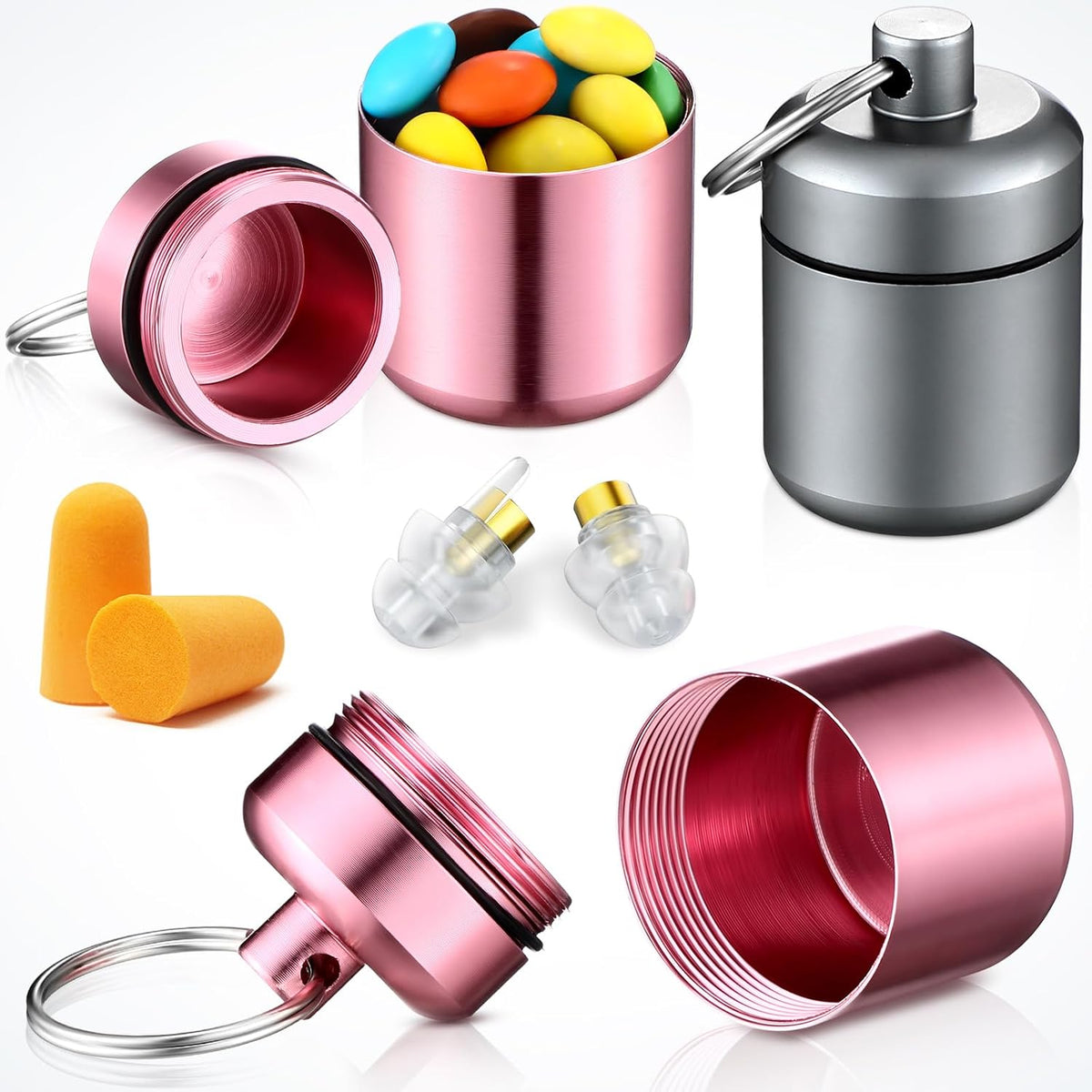 4 Pack Ear Plug Carrying Case, Black, Gray