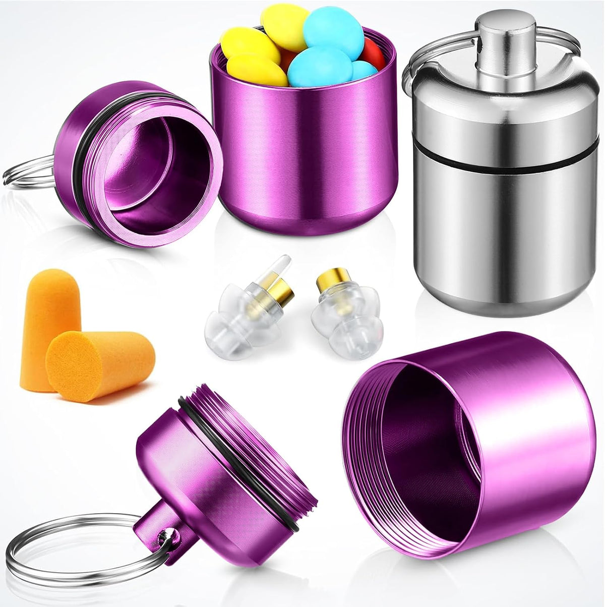 4 Pack Ear Plug Carrying Case, Black, Gray