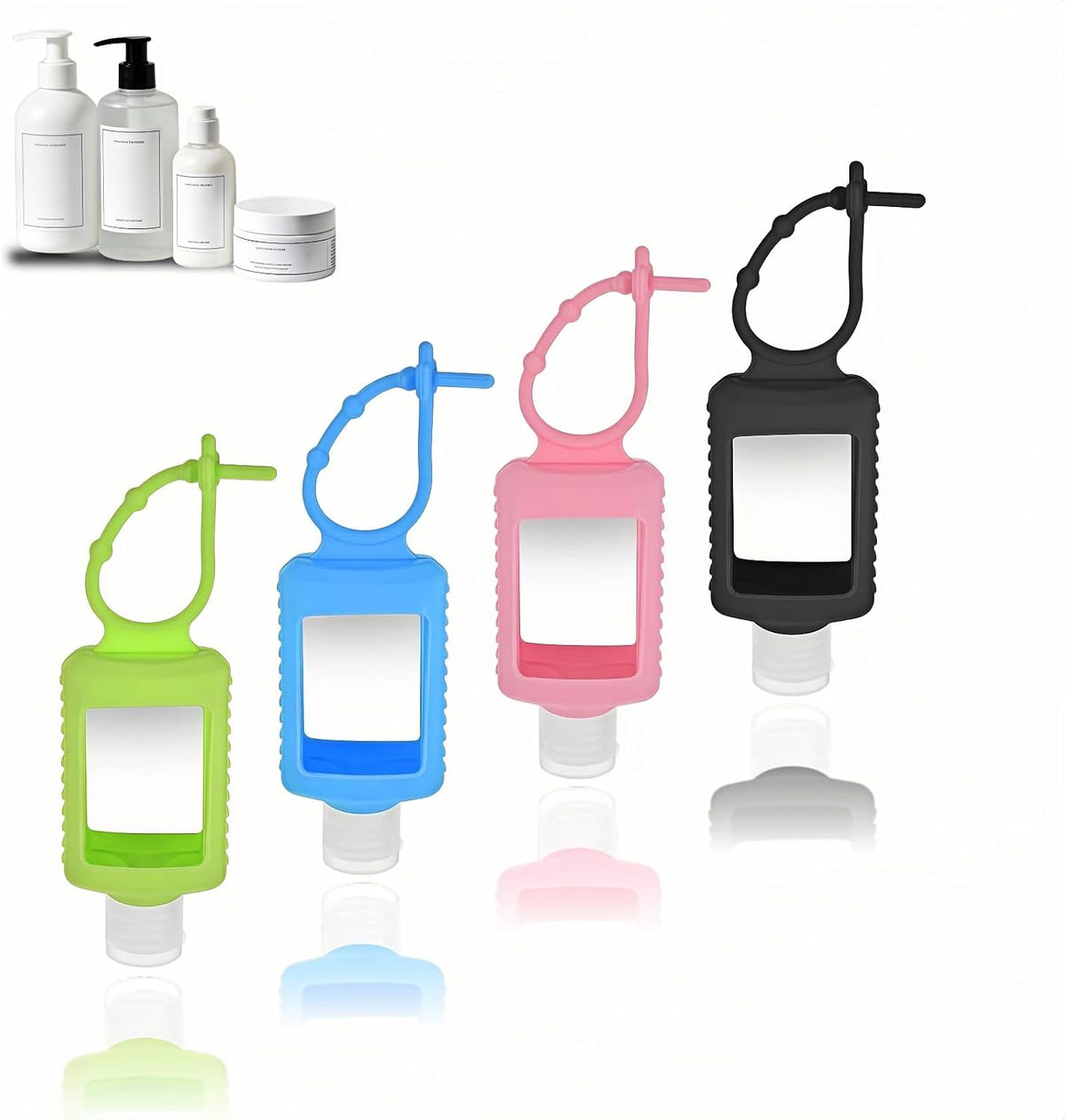 4-Pack Travel Refillable Squeeze Bottles, 2oz/60ml, Clear PETG Plastic