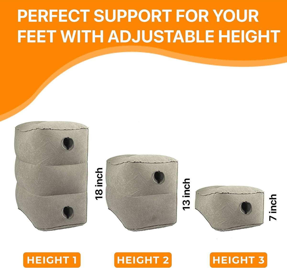Inflatable Foot Rest Pillow for Airplane Travel - Adjustable Leg Rest for Long Flights, Baby/Toddler Airplane Seat Extender - Grey