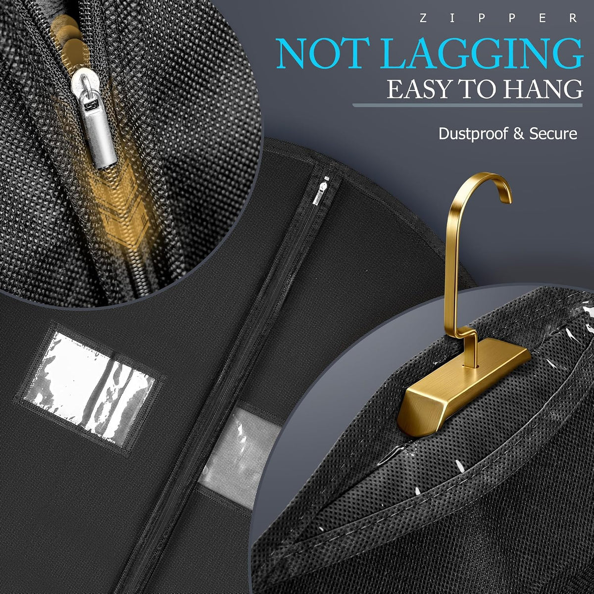 40-in Garment Bag for Hanging Clothes Suit Bag Black