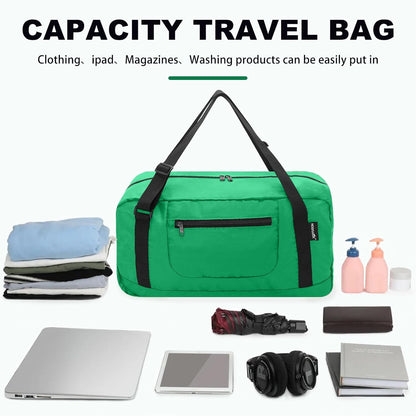 Foldable Travel Duffel Bag Luggage for Gym - black