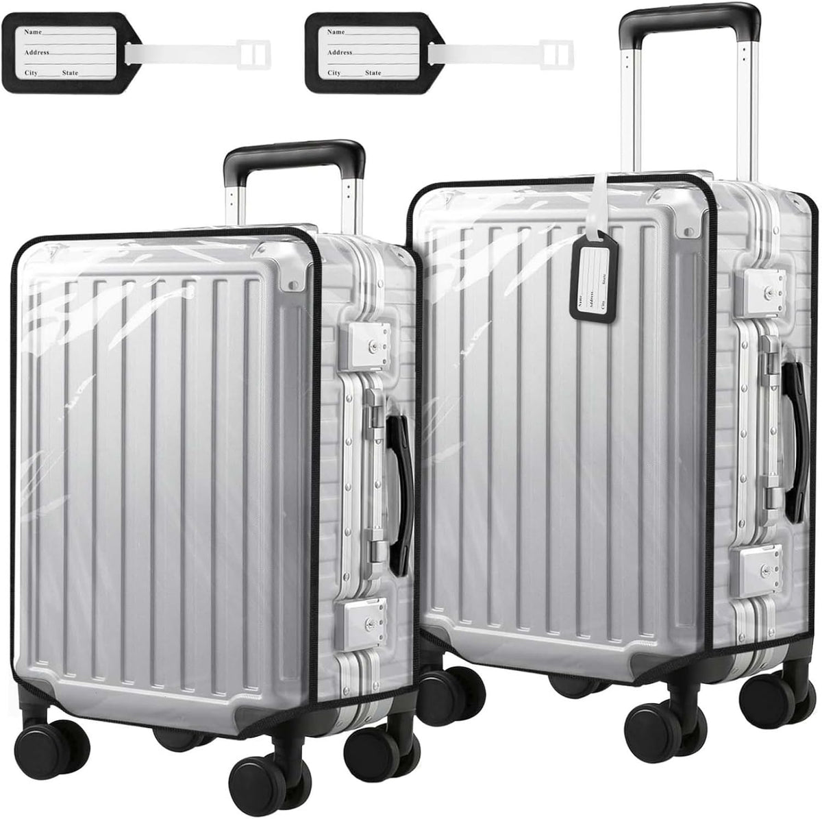 2 Pack 30 Inch Clear PVC Suitcase Cover Protectors Transparent Waterproof Dustproof and Anti-Scratch for Wheeled Luggage Travel
