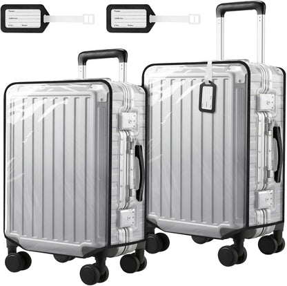 2 Pack 30 Inch Clear PVC Suitcase Cover Protectors Transparent Waterproof Dustproof and Anti-Scratch for Wheeled Luggage Travel