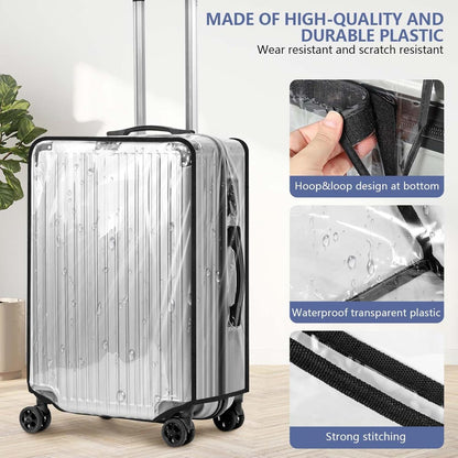 2 Pack 30 Inch Clear PVC Suitcase Cover Protectors Transparent Waterproof Dustproof and Anti-Scratch for Wheeled Luggage Travel
