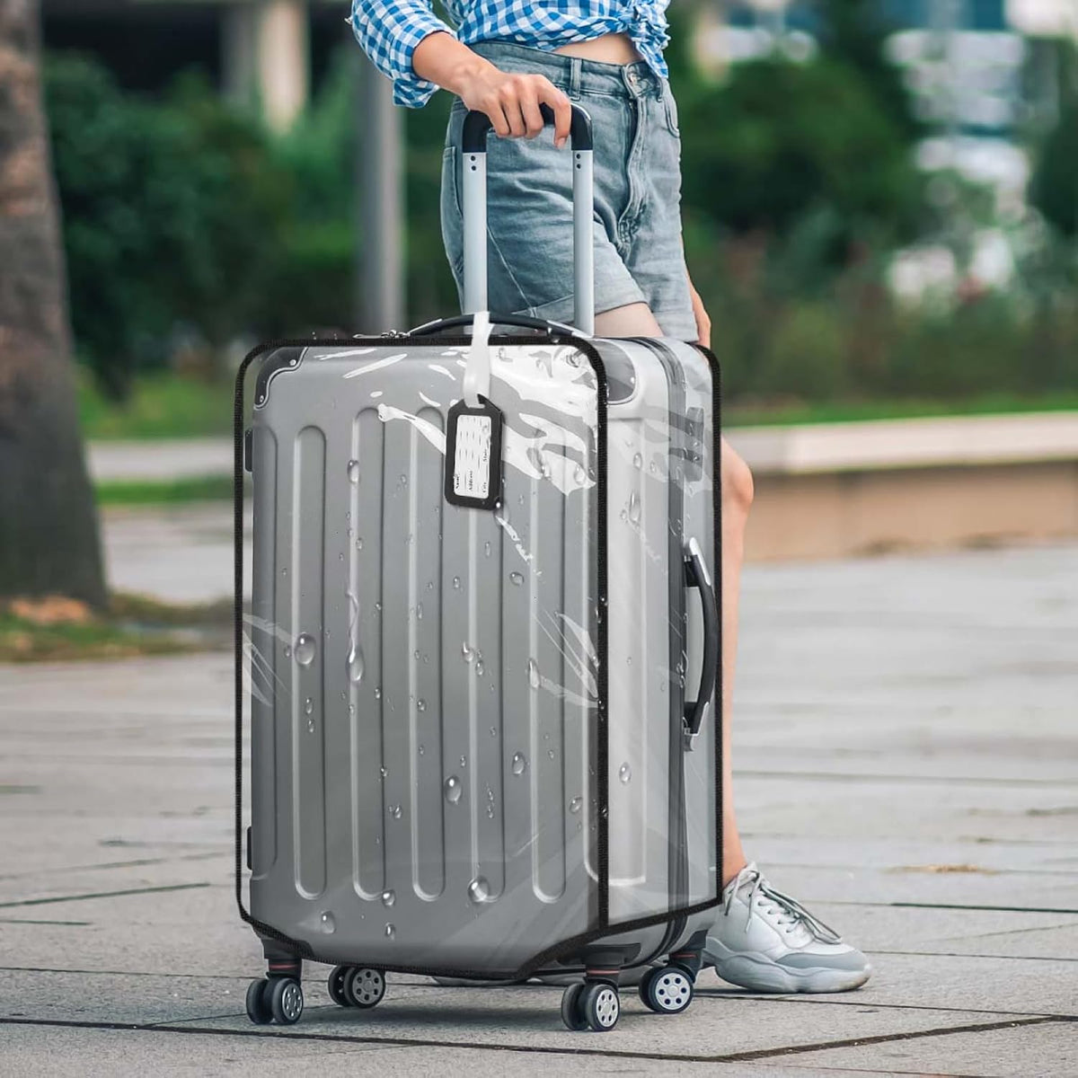 2 Pack 30 Inch Clear PVC Suitcase Cover Protectors Transparent Waterproof Dustproof and Anti-Scratch for Wheeled Luggage Travel