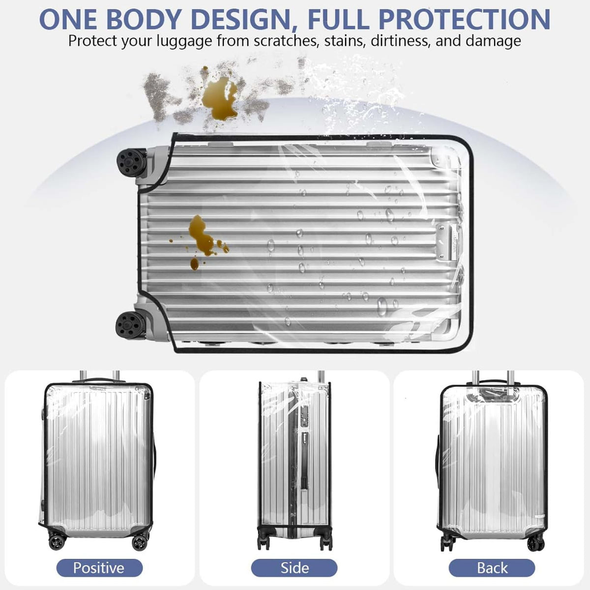 2 Pack 30 Inch Clear PVC Suitcase Cover Protectors Transparent Waterproof Dustproof and Anti-Scratch for Wheeled Luggage Travel