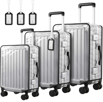 2 Pack 30 Inch Clear PVC Suitcase Cover Protectors Transparent Waterproof Dustproof and Anti-Scratch for Wheeled Luggage Travel