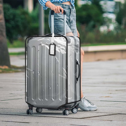 2 Pack 30 Inch Clear PVC Suitcase Cover Protectors Transparent Waterproof Dustproof and Anti-Scratch for Wheeled Luggage Travel