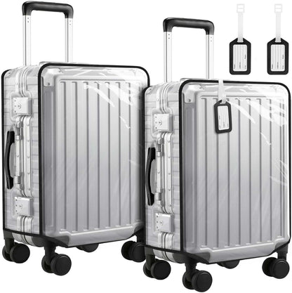 2 Pack 30 Inch Clear PVC Suitcase Cover Protectors Transparent Waterproof Dustproof and Anti-Scratch for Wheeled Luggage Travel