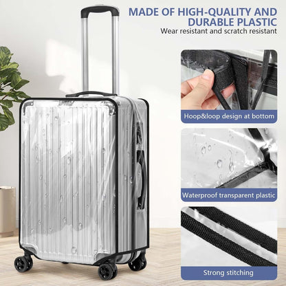 2 Pack 30 Inch Clear PVC Suitcase Cover Protectors Transparent Waterproof Dustproof and Anti-Scratch for Wheeled Luggage Travel