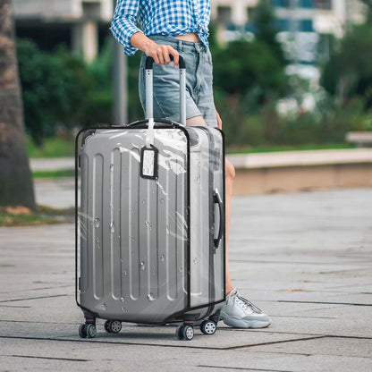2 Pack 30 Inch Clear PVC Suitcase Cover Protectors Transparent Waterproof Dustproof and Anti-Scratch for Wheeled Luggage Travel
