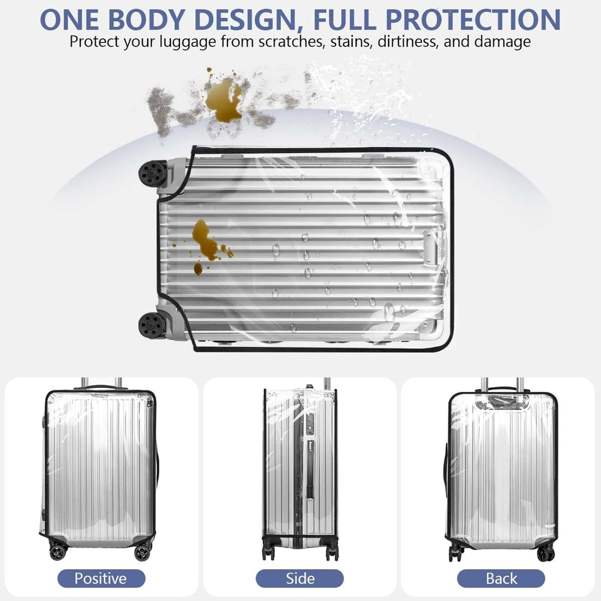 2 Pack 30 Inch Clear PVC Suitcase Cover Protectors Transparent Waterproof Dustproof and Anti-Scratch for Wheeled Luggage Travel