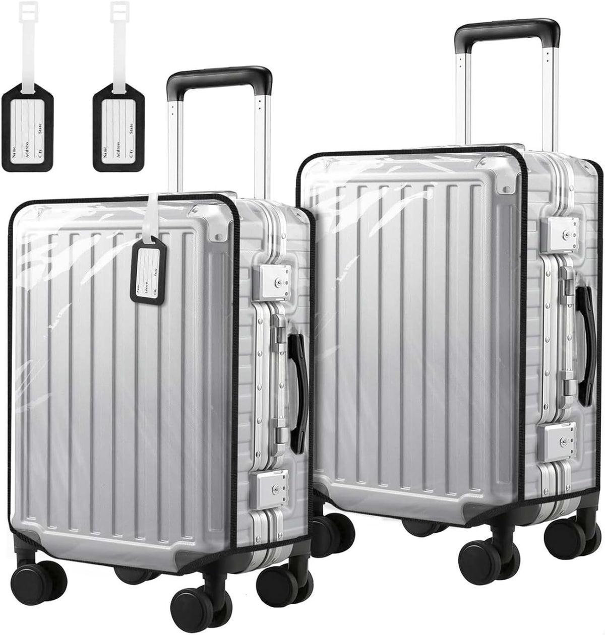 2 Pack 30 Inch Clear PVC Suitcase Cover Protectors Transparent Waterproof Dustproof and Anti-Scratch for Wheeled Luggage Travel