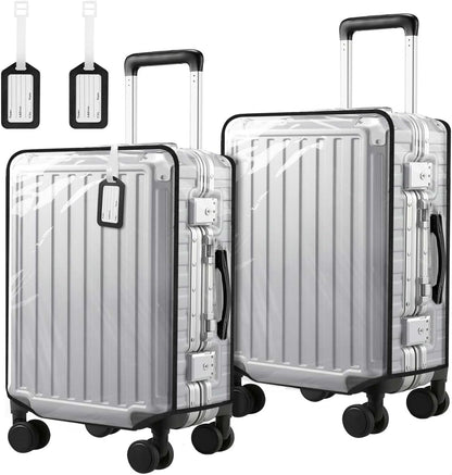 2 Pack 30 Inch Clear PVC Suitcase Cover Protectors Transparent Waterproof Dustproof and Anti-Scratch for Wheeled Luggage Travel