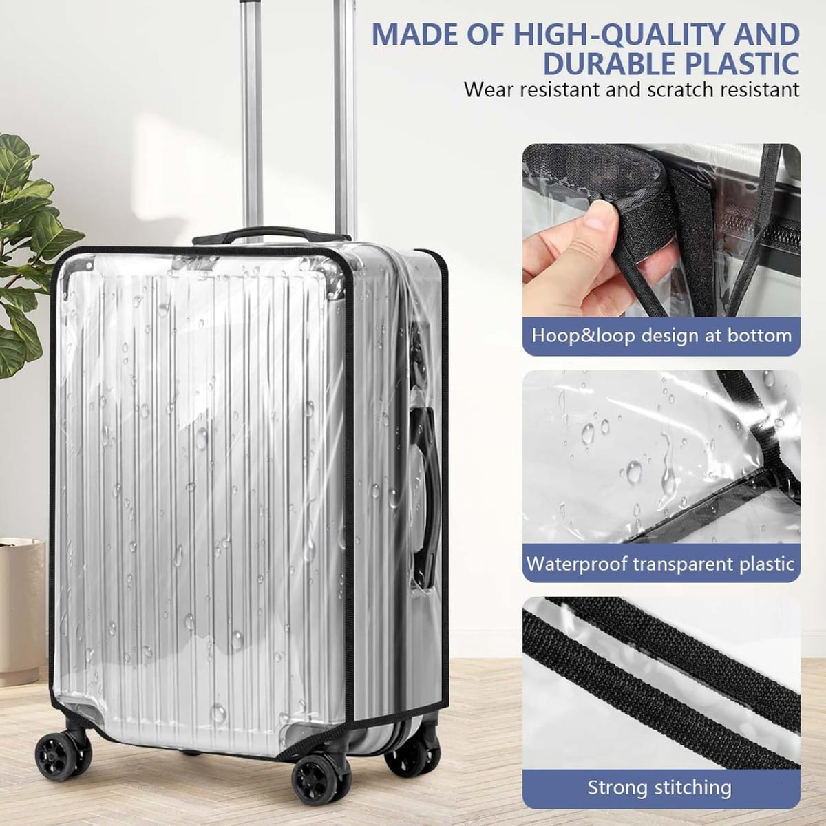 2 Pack 30 Inch Clear PVC Suitcase Cover Protectors Transparent Waterproof Dustproof and Anti-Scratch for Wheeled Luggage Travel