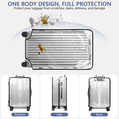2 Pack 30 Inch Clear PVC Suitcase Cover Protectors Transparent Waterproof Dustproof and Anti-Scratch for Wheeled Luggage Travel