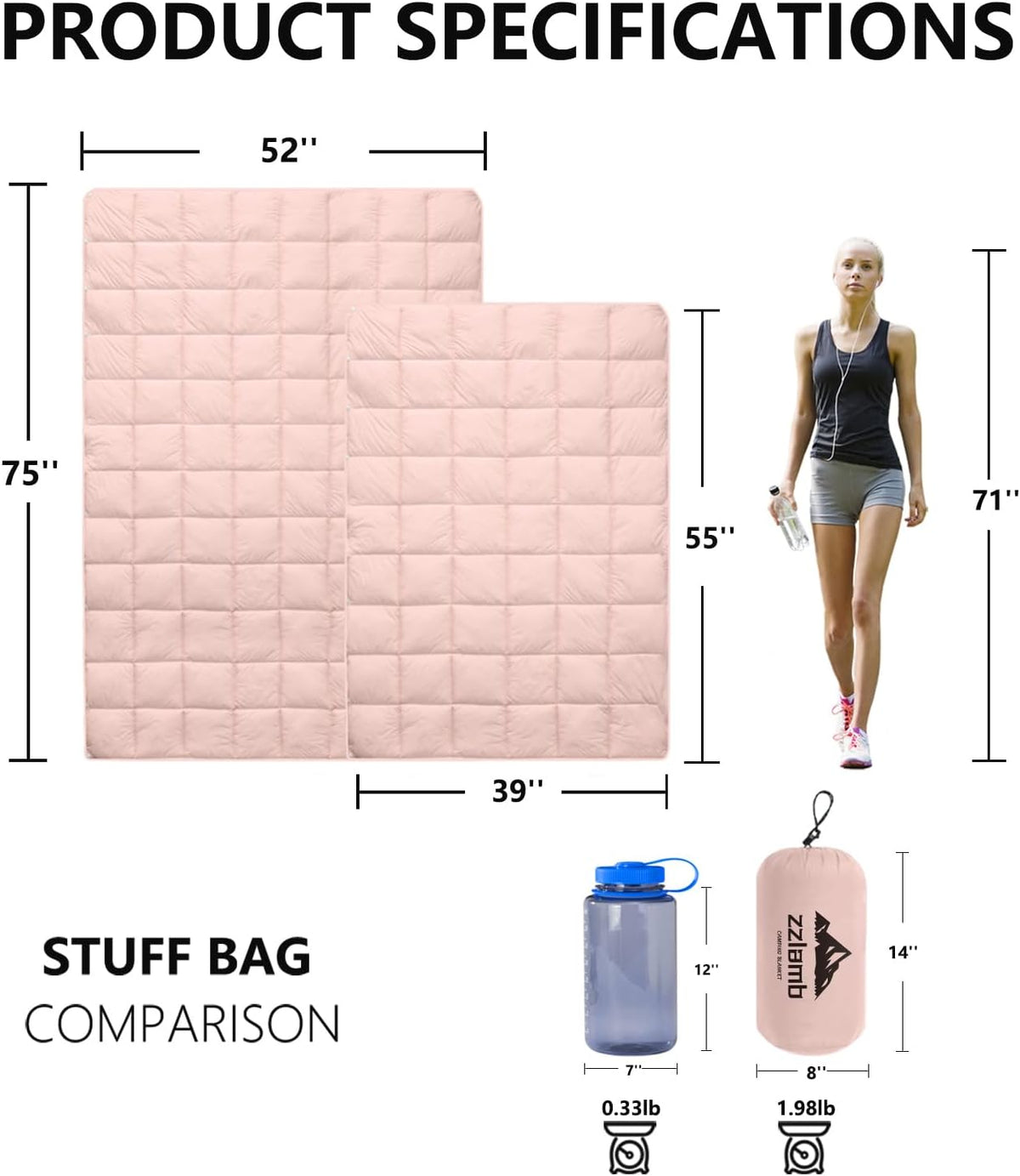 Camping Blanket Compact Down Alternative Outdoor Blanket