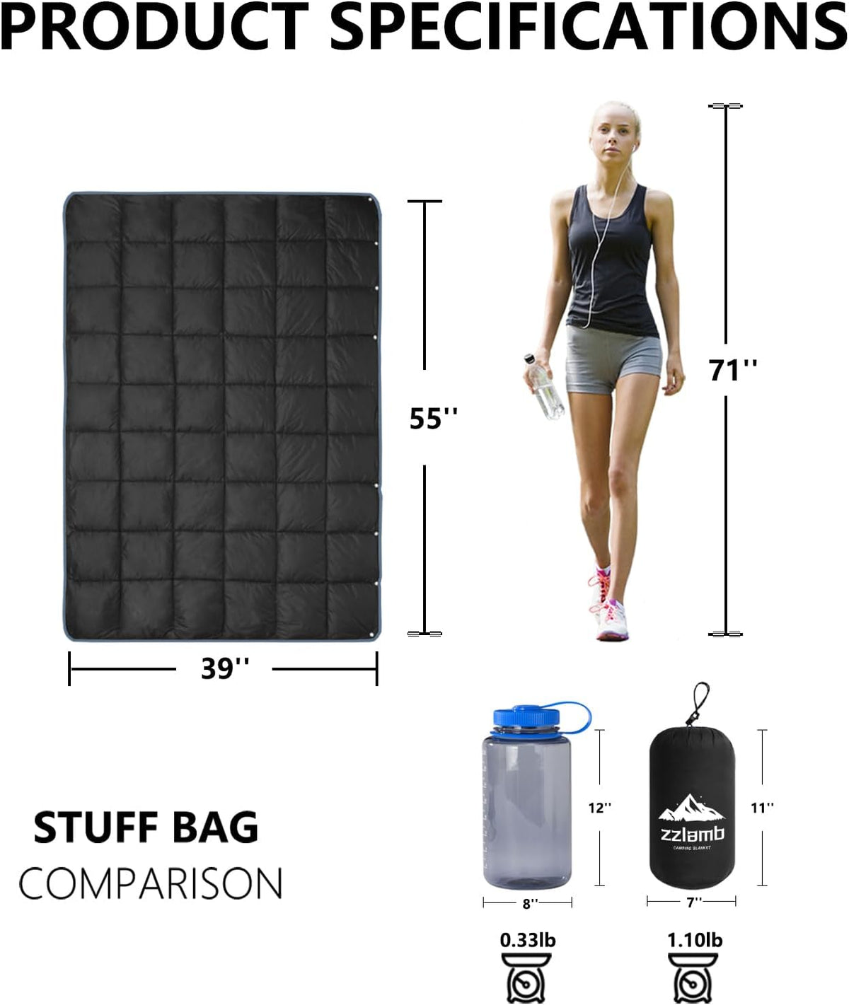 Camping Blanket Compact Down Alternative Outdoor Blanket