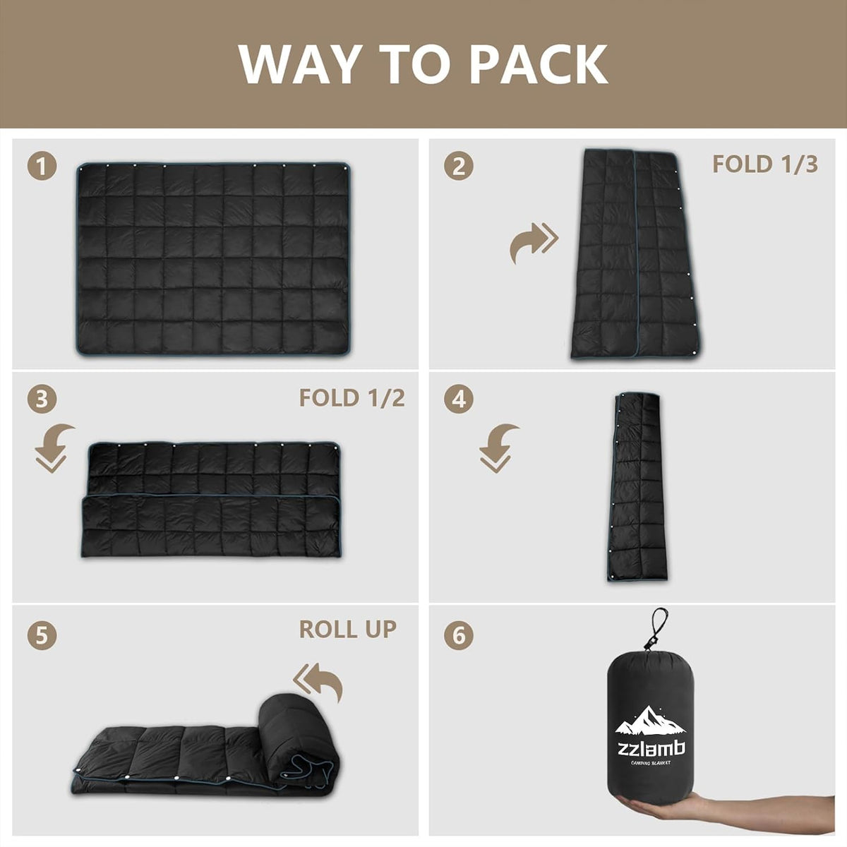 Camping Blanket Compact Down Alternative Outdoor Blanket
