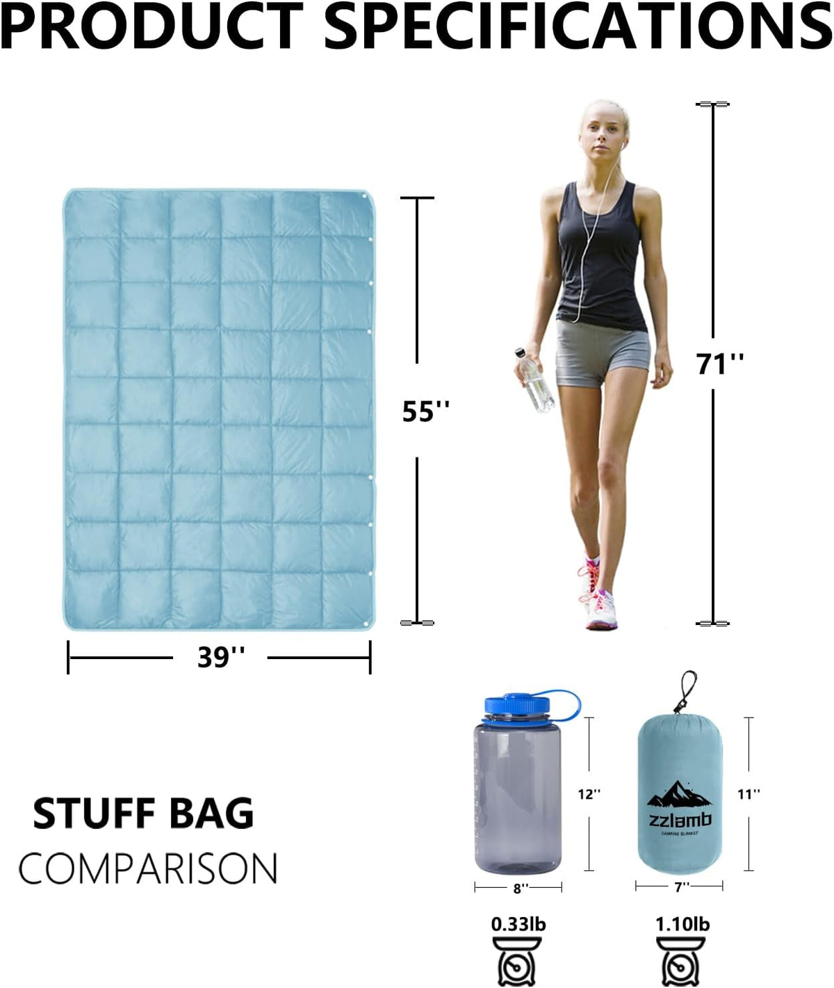 Camping Blanket Compact Down Alternative Outdoor Blanket