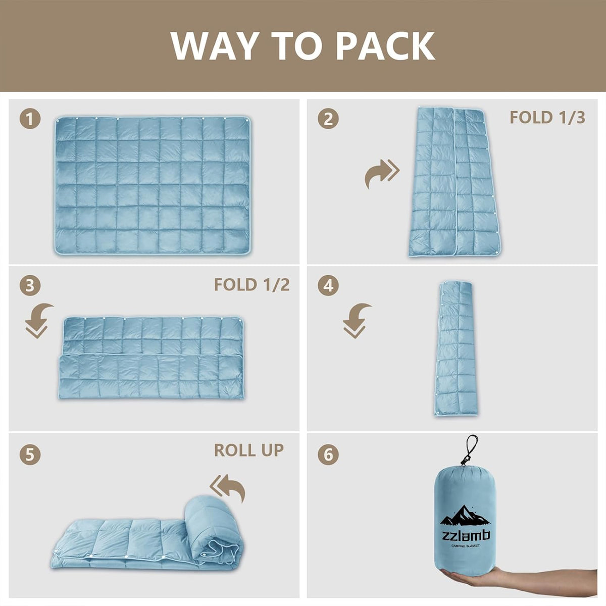 Camping Blanket Compact Down Alternative Outdoor Blanket