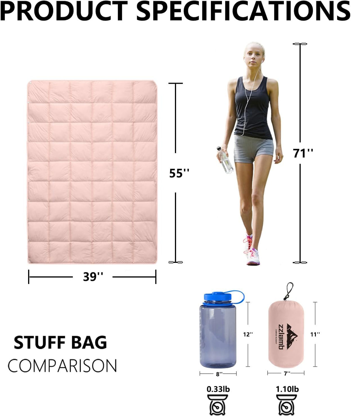 Camping Blanket Compact Down Alternative Outdoor Blanket