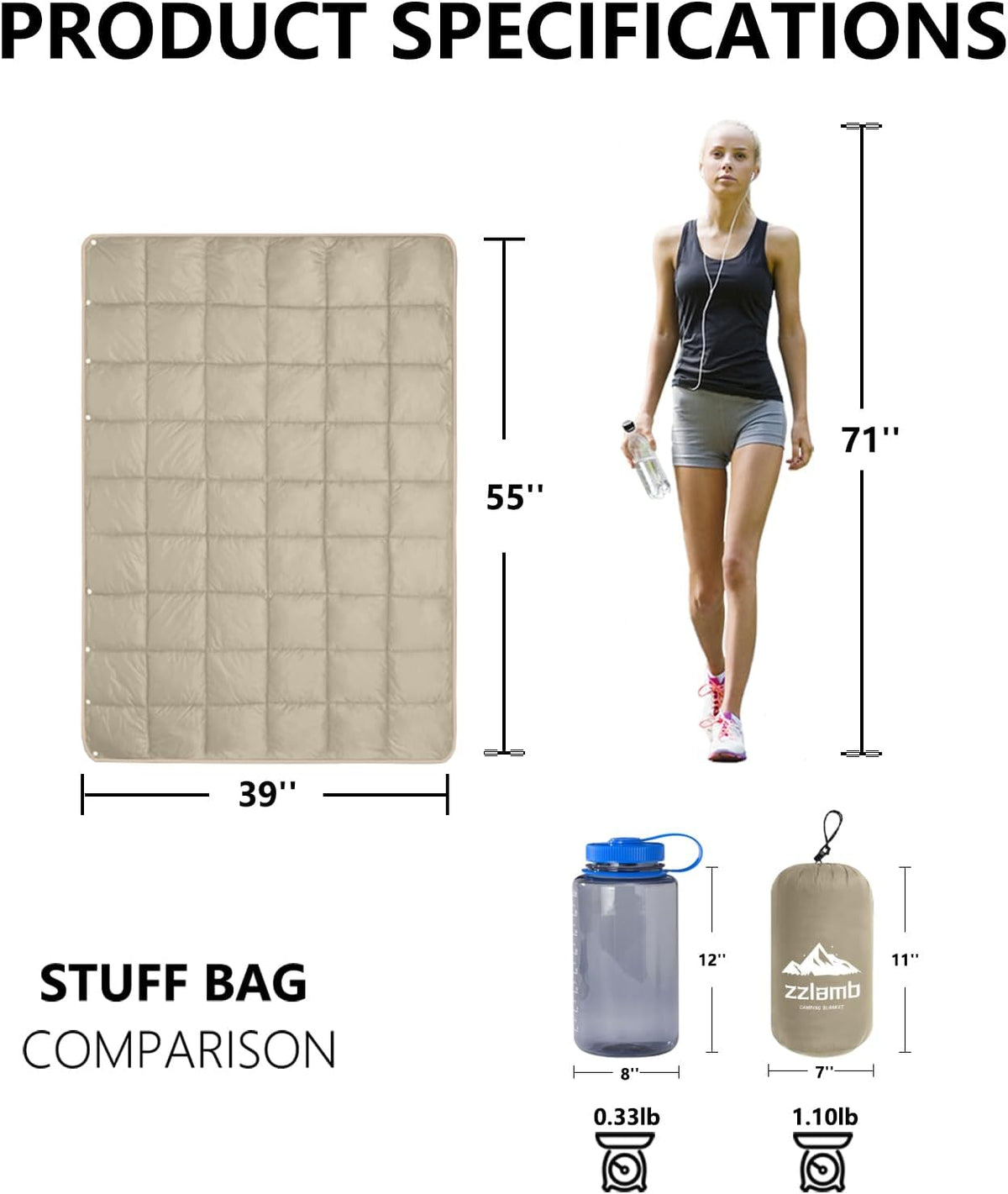 Camping Blanket Compact Down Alternative Outdoor Blanket