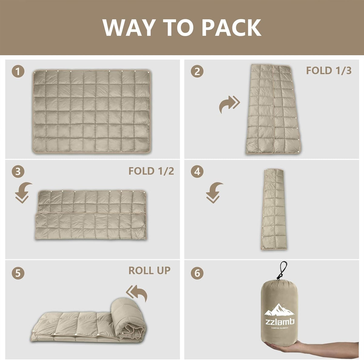 Camping Blanket Compact Down Alternative Outdoor Blanket